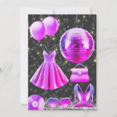 Think Pink Core Disco Party Einladung (Rückseite)
