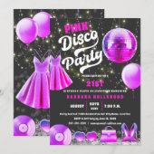 Think Pink Core Disco Party Einladung (Vorne/Hinten)