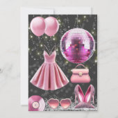 Think Pink Core Disco Party Einladung (Rückseite)