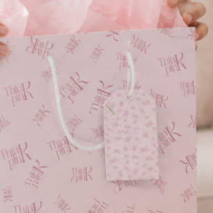 Think Pink Watercolor Muster Monogramm  Geschenkanhänger