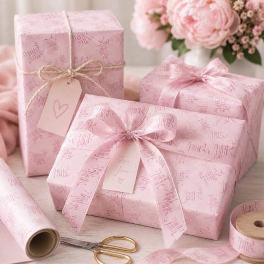 Think Pink Watercolor-Muster-Monogramm Geschenkpapier