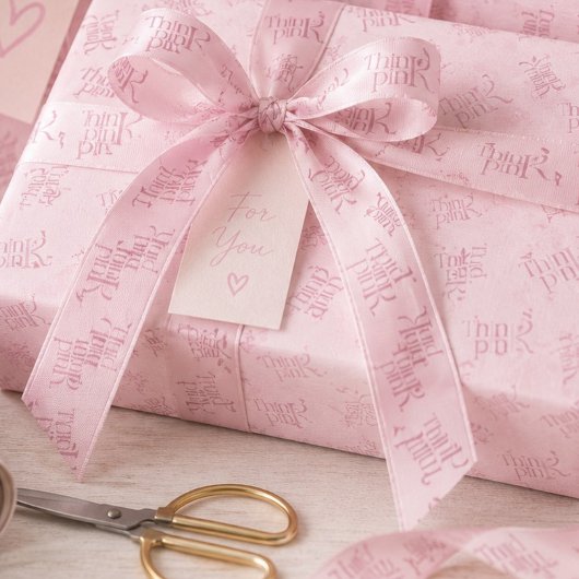 Think Pink Watercolor-Muster-Monogramm  Satinband