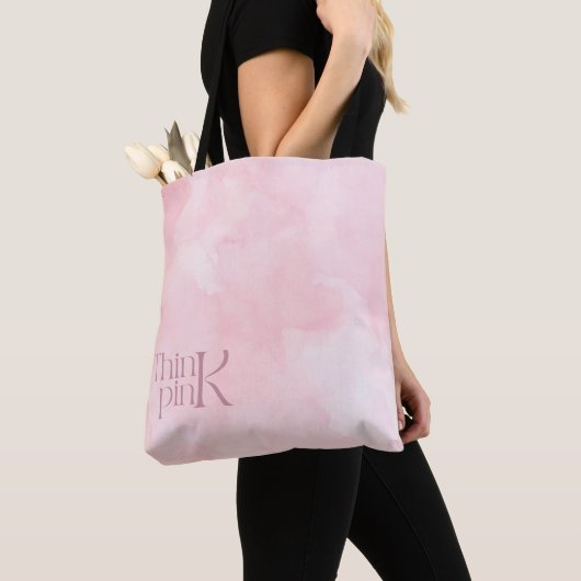 Think Pink Watercolor-Muster-Monogramm Tasche (Von Nahem)