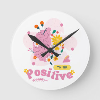 Think Positive Round Clock Runde Wanduhr