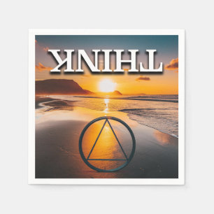 THINK Recovery Slogan Sonnenaufgang Serviette