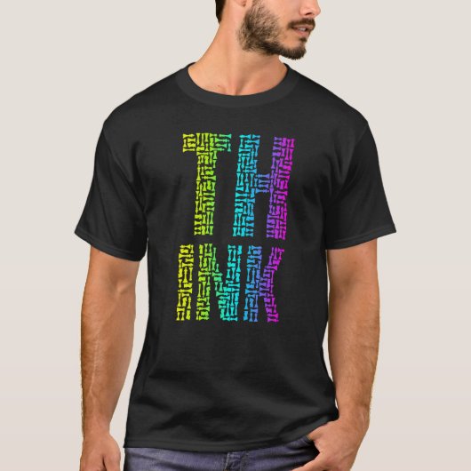 Think Schach Player Master Coach Stücke Text Mosai T-Shirt (Vorderseite)