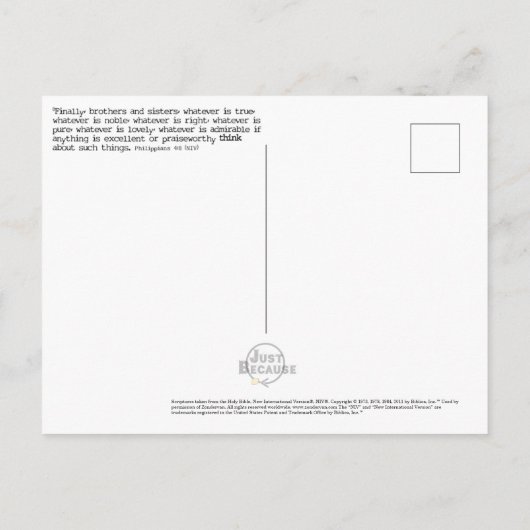 "Think" Scripte Postcard von den Philippinen 4:6 Postkarte (Rückseite)