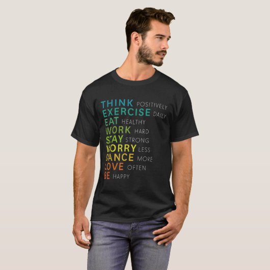 Think Sitive Affirmation Insrational Motivational T-Shirt (Vorne ganz)