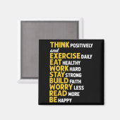 Think Sitively Exercise Daily Gym Workout Motivati Magnet (Vorderseite/Rückseite)