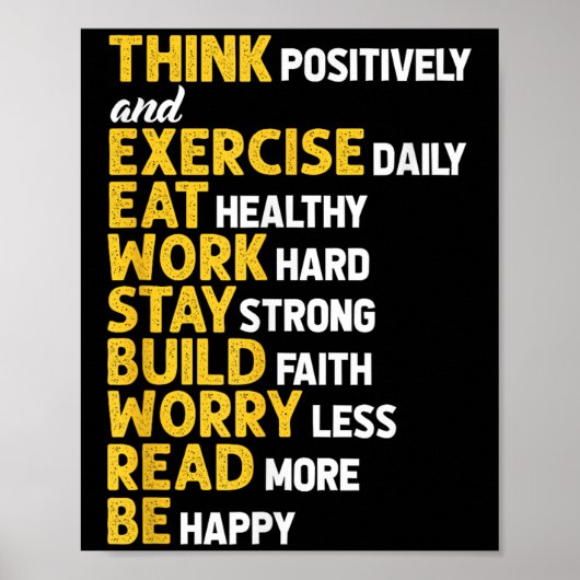 Think Sitively Exercise Daily Gym Workout Motivati Poster (Vorne)