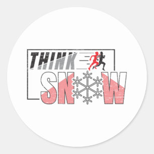 Think Snow - Funny Hot Weather Running Runder Aufkleber