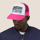 Think Vacation Palm Tree Spaß Pink Trucker Hat Truckerkappe (Beispiel)