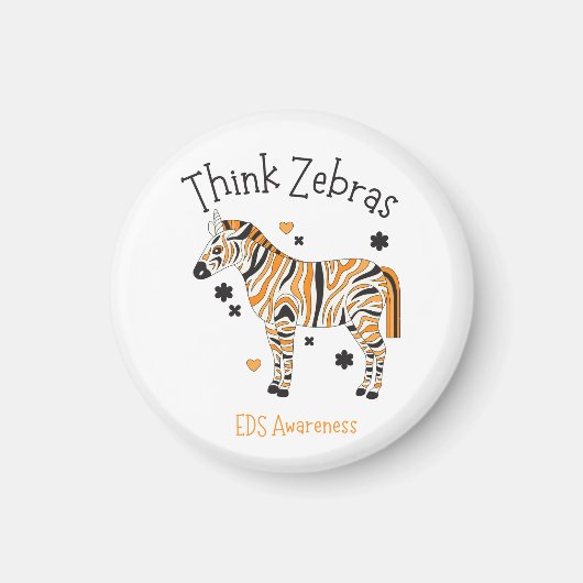 "Think Zebras" Ehlers Danlos Syndrome Button Magnet (Vorne)