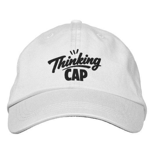 Thinking Cap Funny Humor Bestickte Baseballkappe (Vorderseite)