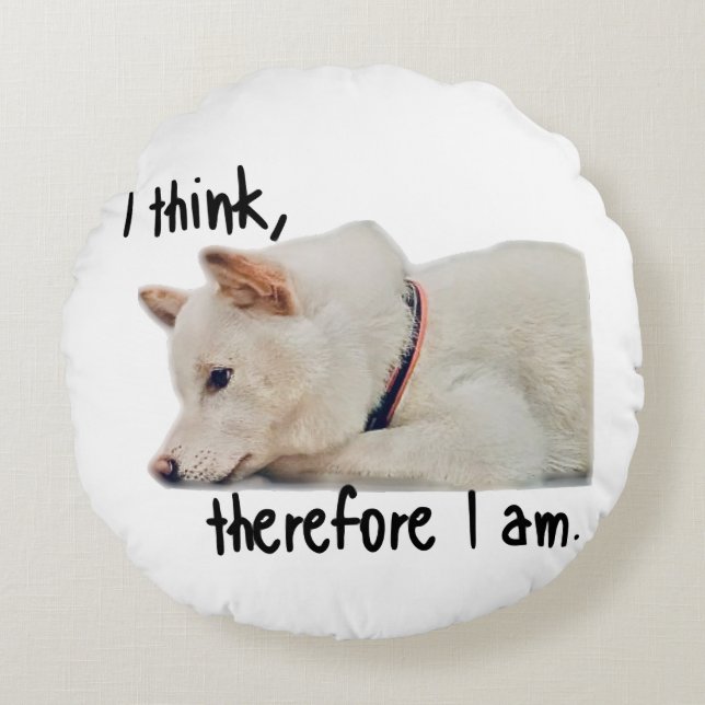 Thinking dog クッション　by koroku rundes kissen (Vorderseite)