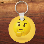 Thinking Face Emoji Personalisierter Name Schlüsselanhänger (Vorderseite)
