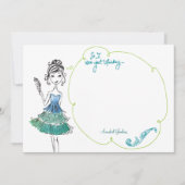 "Thinking Girl" Personalisiert Stationery Flat Car Mitteilungskarte (Vorderseite)