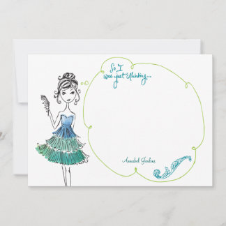 "Thinking Girl" Personalisiert Stationery Flat Car Mitteilungskarte