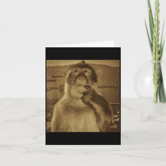 Thinking Monkey Meme Vintage Retro Karte (Vorderseite)