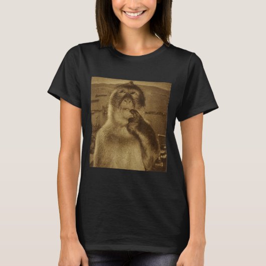 Thinking Monkey Meme Vintage Retro T-Shirt (Vorderseite)