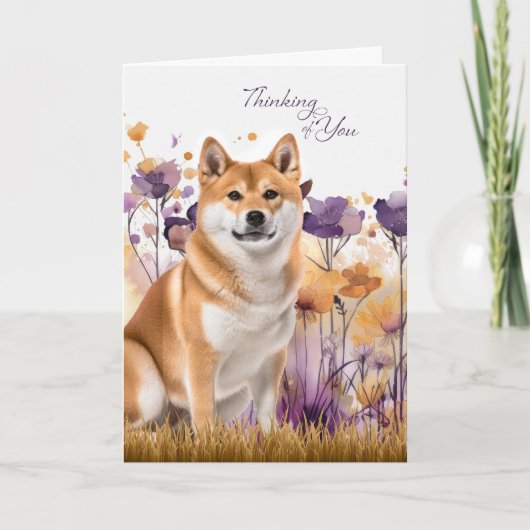 Thinking of You Akita Dog Flowers Karte (Vorderseite)