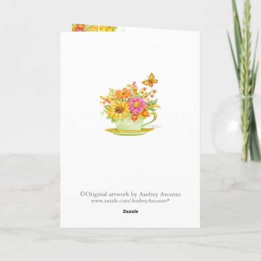 Thinking of You Autumn Teacup Beautiful Day Card Karte (Rückseite)