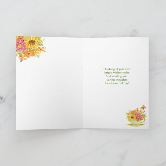 Thinking of You Autumn Teacup Beautiful Day Card Karte (Innenseite)