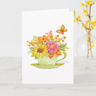 Thinking of You Autumn Teacup Beautiful Day Card Karte