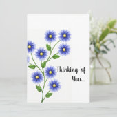 Thinking of You - Blue Flower Einladung (Stehend Vorderseite)