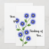 Thinking of You - Blue Flower Einladung (Vorne/Hinten)