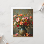 Thinking of You Bright Flowers in Pitcher Flat Karte (Vorderseite/Rückseite Beispiel)