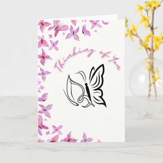 Thinking of You Butterfly Karte (Gelbe Blume)