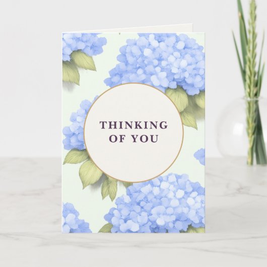 Thinking of You Card | Blue Hydrangea Floral Karte (Vorderseite)