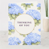 Thinking of You Card | Blue Hydrangea Floral Karte (Vorderseite)