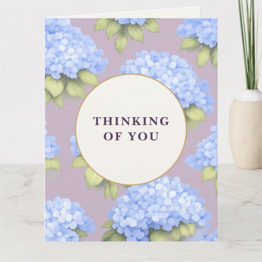 Thinking of You Card | Blue Hydrangea Floral Karte (Vorderseite)