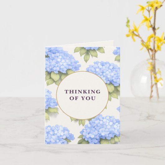 Thinking of You Card | Blue Hydrangea Floral Karte (Gelbe Blume)