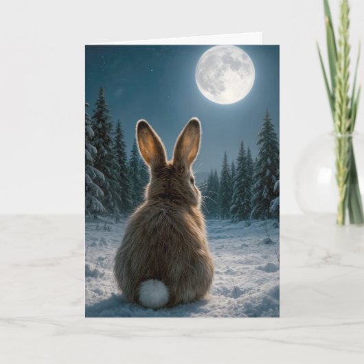 Thinking of you Cottontail Rabbit In Moonlight Karte (Vorderseite)