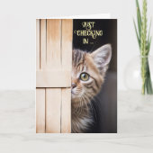 Thinking of You Cute Cute Shy Kitty Fun Karte (Vorderseite)