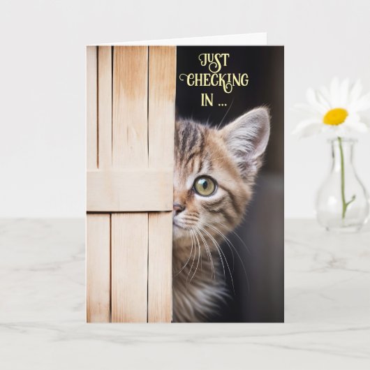 Thinking of You Cute Cute Shy Kitty Fun Karte (Kleine Pflanze)