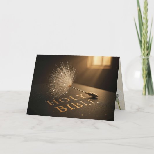 Thinking of You Dandelion Seedling On a Bible  Karte (Vorderseite)