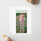 Thinking Of You Flat Note Card With Fawn Mitteilungskarte (Vorderseite/Rückseite Beispiel)