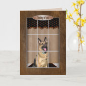 Thinking of you - German Shepherd - Window Karte (Gelbe Blume)
