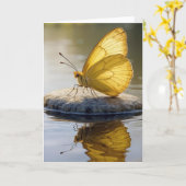 Thinking of You Gold Butterfly On a Rock in Water  Karte (Gelbe Blume)