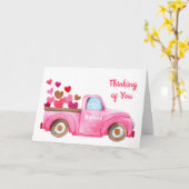 Thinking of You Hearts in Truck Personalized Pink Karte (Gelbe Blume)