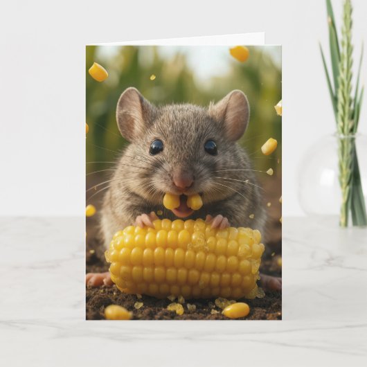 Thinking of You Mouse Eating Corn on the Cob Karte (Vorderseite)