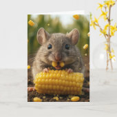 Thinking of You Mouse Eating Corn on the Cob Karte (Gelbe Blume)