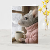 Thinking of You Mouse With a Cup of Coffee Karte (Gelbe Blume)