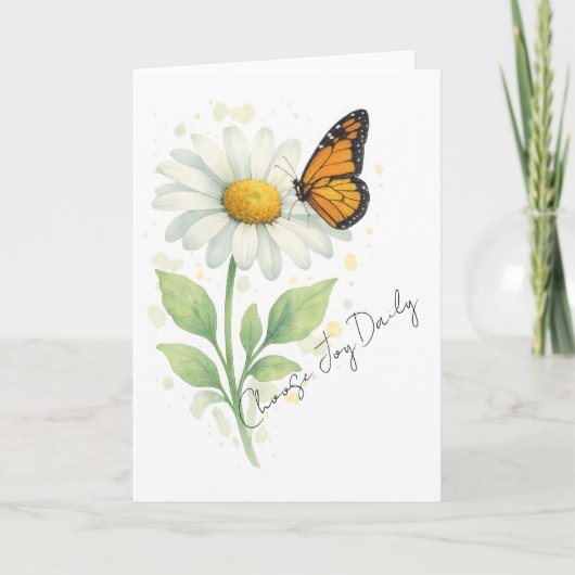 Thinking of You Notecard - Daisy & Butterfly Dankeskarte (Vorderseite)