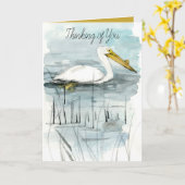 Thinking of You Pelican Bird Waterfowl Lake Karte (Gelbe Blume)