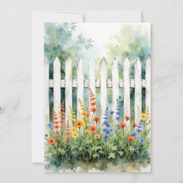 Thinking of You Picket Fence with Flowers Flat Karte